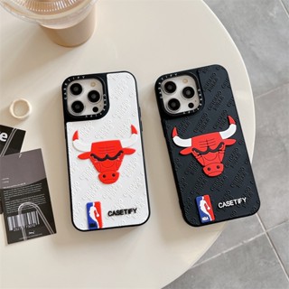 Casetifg เคสโทรศัพท์ ซิลิโคนนิ่ม TPU กันกระแทก ลาย NBA Team Chicago Bulls 3D คุณภาพสูง แฟชั่น สําหรับ iPhone 11 12 13 14 Pro Max 14 Plus X XS Max XR