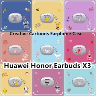 พร้อมส่ง!เคสโทรศัพท์มือถือแบบนิ่ม ใส ลายการ์ตูน สําหรับ Huawei Honor Earbuds X3 X3
