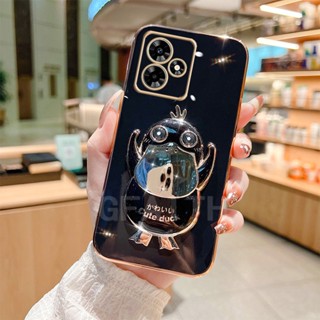 เคสมือถือ แบบนิ่ม ลายเป็ดน่ารัก พร้อมตัวยึด ป้องกันเลนส์กล้อง สําหรับ Infinix HOT 30 30i 30 Play 2023 HOT30 Infinix HOT30i HOT30Play