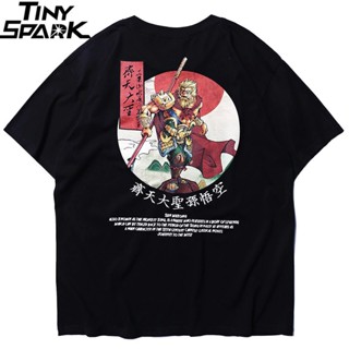 ใหม่ เสื้อยืด พิมพ์ลาย Monkey King Sun Wukong สไตล์จีน สตรีท แฟชั่นสําหรับผู้ชาย