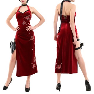 [New product in stock] Biochemical crisis Ada King cos cheongsam red dress Ada King cosplay Halloween costume quality assurance Q5TR