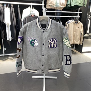 Mlb NY เสื้อแจ็กเก็ตเบสบอล ปักลายโลโก้ ลําลอง สําหรับผู้ชาย ผู้หญิง 3AJPN0124