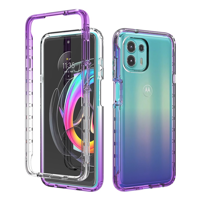 สําหรับ Motorola Edge 20 Fusion / Edge 20 Lite Dual Layer Hybrid Anti-Scratch Gradient กันกระแทก Full Body Clear Case Cover