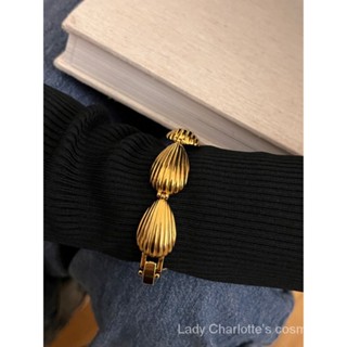 [0420] Girlfriend Entry Lux Gift Accessible Luxury Gold Fashionable Solid Ocean Shell High-Grade Bracelet Temperament Color Protection Design Autumn and Winter with High Polishing