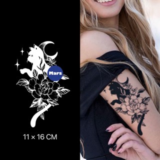 【Mars Tattoo】ใหม่ สติกเกอร์รอยสักชั่วคราว ลายแมว กึ่งถาวร ติดทนนาน 2 สัปดาห์ D030