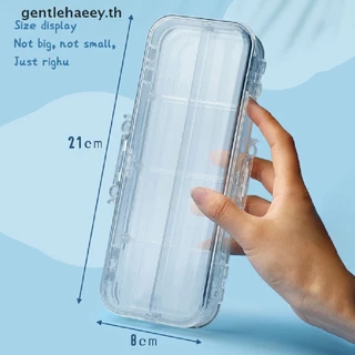 GG โปร่งใสดินสอ Double Layer เด็กปากกาเครื่องเขียนกล่องสํานักงานโรงเรียนขนาดใหญ่ความจุ Storage Organizer TH