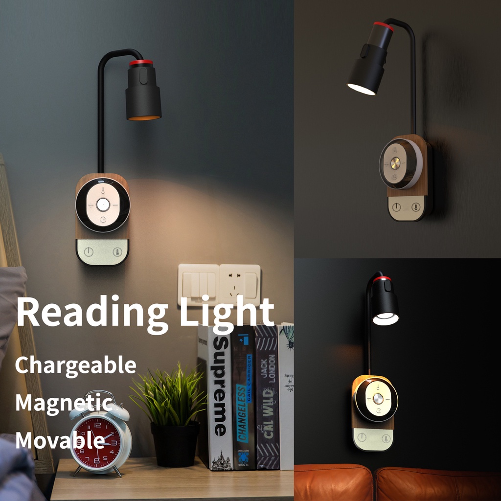 ใหม่ โคมไฟอ่านหนังสือ LED ติดผนังห้องนอน ข้างเตียง หอพักนักเรียน โคมไฟอ่านหนังสือ ป้องกันสายตา โคมไฟตั้งโต๊ะ แม่เหล็ก ขนาดเล็ก