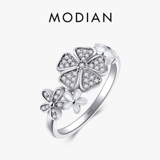 Modian แหวนเงินแท้ 925 รูปดอกเดซี่ เชอร์รี่ เครื่องประดับแฟชั่น สําหรับผู้หญิง