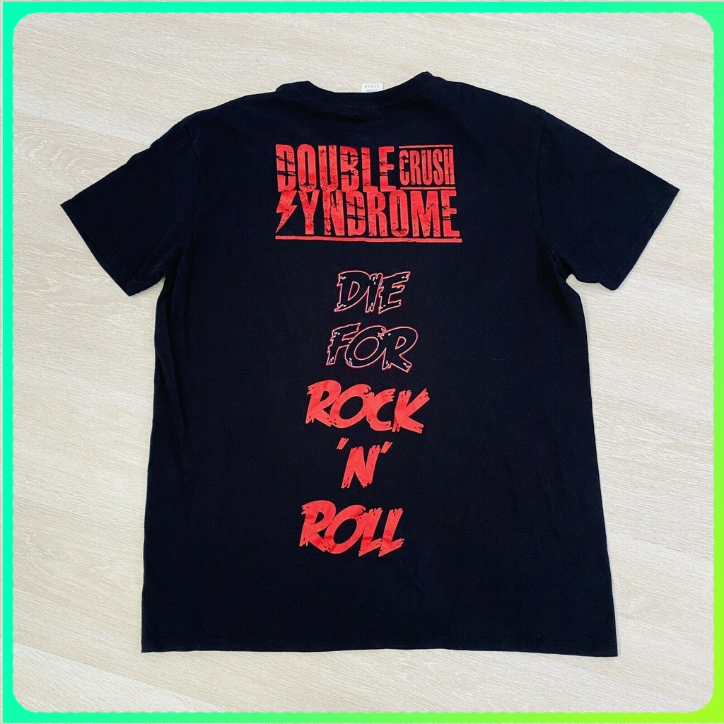 FASHION QBGildan Tag เสื้อยืดผ้าฝ้าย แขนสั้น พิมพ์ลาย Double Crush Syndrome ขนาดใหญ่ สีดํา สําหรับผู