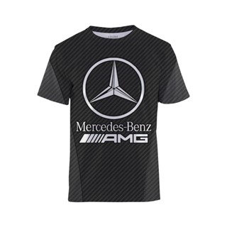 เสื้อยืดแขนสั้นลําลอง พิมพ์ลายโลโก้รถยนต์ Mercedes Benz แฟชั่นสําหรับผู้ชาย 2023