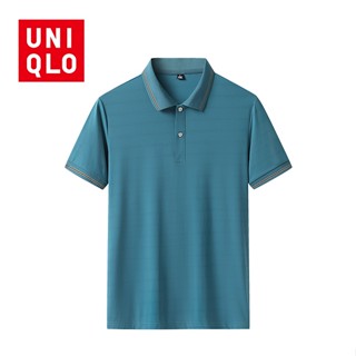 Uniqlo เสื้อโปโลแขนสั้นลําลอง ผ้าเรยอน ทรงหลวม ขนาดใหญ่ สไตล์นักธุรกิจ สําหรับผู้ชาย ไซซ์ 6XL 2023