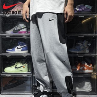 [พร้อมส่ง] ของแท้ 100% Nike กางเกงขายาวลําลอง เอวกลาง พิมพ์ลายโลโก้เพชร สําหรับผู้ชาย และผู้หญิง