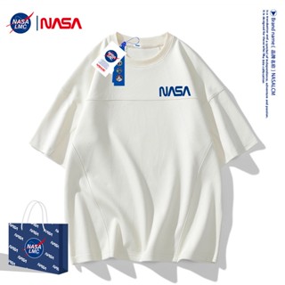 เสื้อยืดแขนสั้น คอกลม แบบบาง พิมพ์ลาย NASA สีขาว แฟชั่นฤดูร้อน สําหรับผู้ชาย