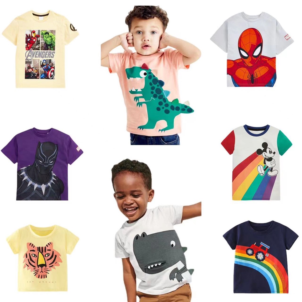เสื้อยืดแขนสั้น ผ้าฝ้ายแท้ พิมพ์ลาย Little maven แฟชั่นฤดูร้อน สําหรับเด็ก 2023 0702-0118