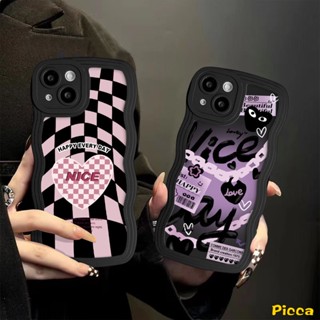 เคสโทรศัพท์มือถือ ลายตารางหมากรุก หัวใจ ขอบหยัก สําหรับ Oppo A5s A15 A57 A17 A7 A16 A5s A12 A9 A17K A54 A16K A3s A5 A55 Reno 8 8T 8Z 7Z A78 A53 A74 A1k A95 A16s A76 A77s A96 A77