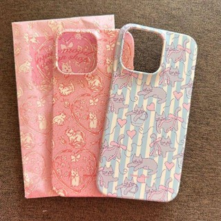 เคสโทรศัพท์มือถือแบบแข็ง ลายแมวสีชมพู สําหรับ iPhone 14pro 13promax 12 11 x xr