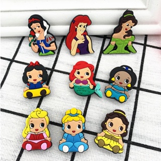 Disney Princess Croc Jibitz Mermaid Mickey Jibbits Charm การ์ตูน Snow White Jibits Crocks สําหรับเด็ก รองเท้า อุปกรณ์เสริม จี้รองเท้า หมุดตกแต่ง