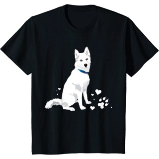 Newcute white เสื้อยืดลําลองแฟชั่น แขนสั้น พิมพ์ลาย Siberian Husky - sweet white Snow dog สไตล์เกาหลี 477240