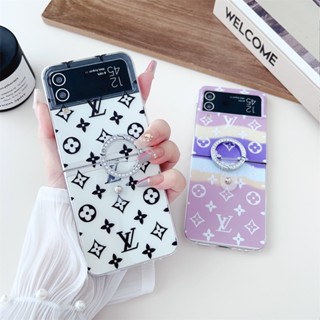 เคสโทรศัพท์มือถือ กันกระแทก พร้อมแหวนขาตั้ง หรูหรา สําหรับ Samsung Galaxy Z Flip 4 3 2 1 Z Flip3 5G