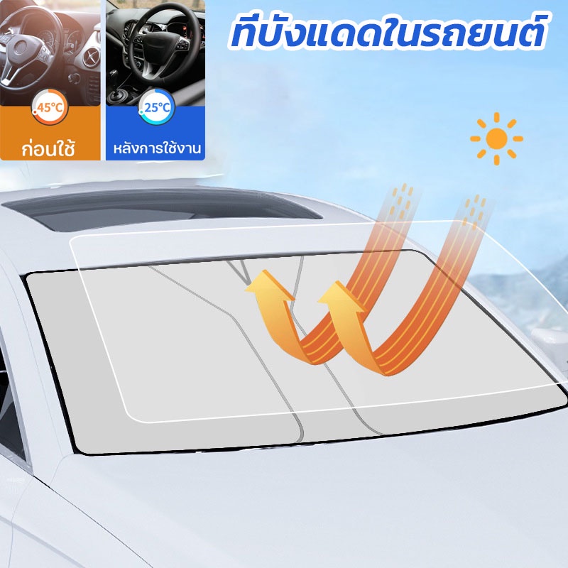 พร้อมส่ง ที่บังแดดในรถยนต์ กันUV บังแดด ร่มกันแดดในรถ ลดความร้อนจากแสงแดด