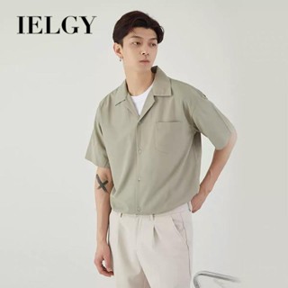 IELGY เสื้อเชิ้ต แขนสั้น บาง สไตล์ฮ่องกง อินเทรนด์ ลําลอง หลวม ระดับไฮเอนด์ สําหรับผู้ชาย