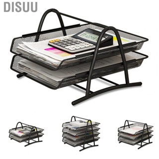 Disuu Office Desk Document Tray Mesh Bracket Paper Letter Shelf Holder Black Metal for Home Study School