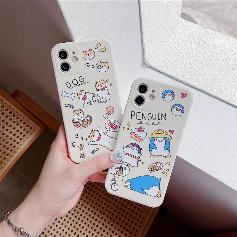 สําหรับ Samsung Galaxy S25 S24 S23 Ultra A55 A35 A25 A15 A24 A05S A04S A13 A33 A53 A73 S22 S21 S20 FE M14 M23 S10 S9 S8 Plus Note 8 9 20 10 Lite เคสโทรศัพท์มือถือ ลายการ์ตูนสุนัขเพนกวิน สีขาว สไตล์โบราณ สําหรับ