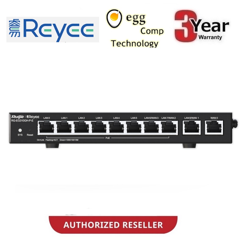 REYEE 10-PORT GIGABIT POE CLOUD MANAGED GATEWAY ROUTER - 1.5Gbps (RY-RG-EG310GH-PE)