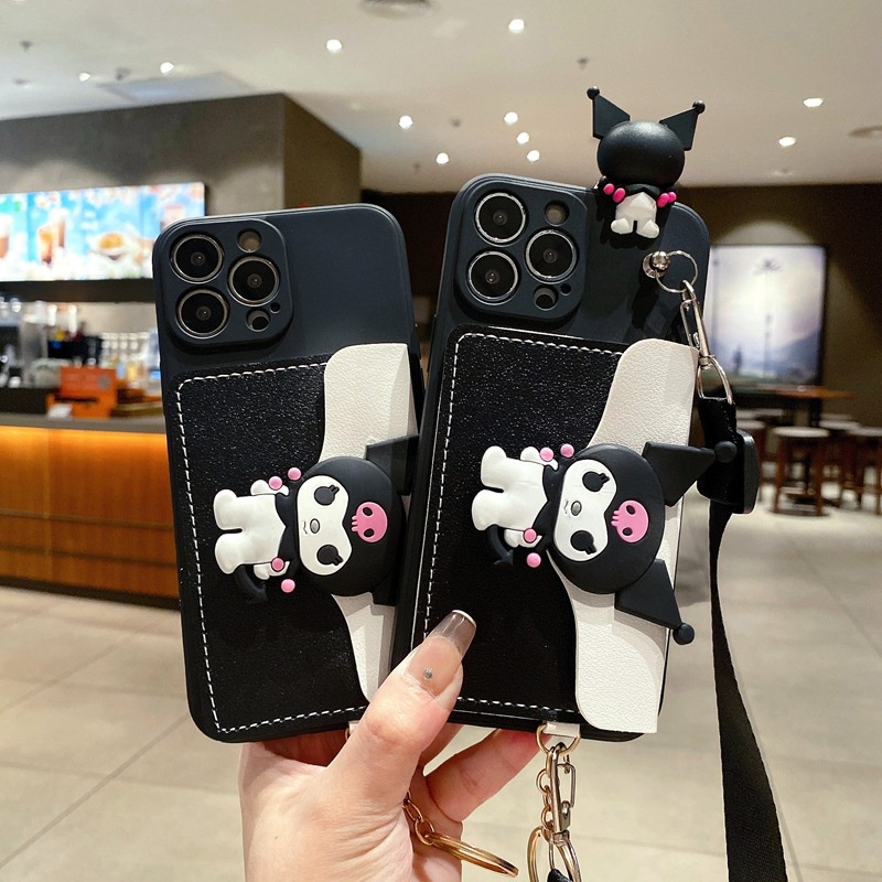 Sanrio Kuromi การ์ตูนมือถือกระเป๋าสตางค์สําหรับ VIVO Y21D Y04 Y19S Y28 Y18 Y100 Y03T V60 V50 V40 Lit