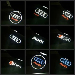 โคมไฟโปรเจคเตอร์ LED ลายโลโก้ Welcome Light สําหรับ Audi A3 A5 A7 Q3 Q5 Q7 A6L A4L TT RS sline 2 ชิ้น