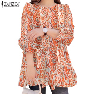 Zanzea เสื้อคอกลม แขนยาว พิมพ์ลาย Paisley เย็บปะติดปะต่อกัน ลําลอง ทรงหลวม สําหรับผู้หญิง