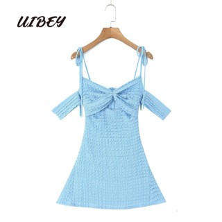 Uibey ชุดเดรส เกาะอก ประดับโบว์ กลวง 6278