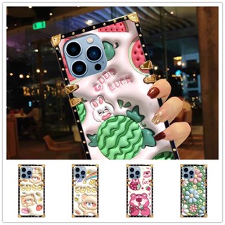 Oppo A57 A17 A97 A17 K9S K9X A96 การ์ตูนน่ารัก แตงโม คิตตี้ เคอร์บี้ สี่เหลี่ยม กันตก เคสกระจก แฟชั่น