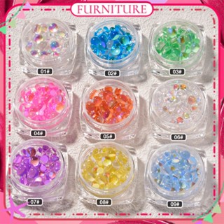 ♕Nail Art Mermaid Beads Jewelry Magic Color Aurora Candy-Colored Crystal Semi-Round Pearl Mixed Macaron Summer Nail Decoration Manicure Tool For Nail Shop FURNITURE ซื้อทันทีเพิ่มลงในรถเข็น