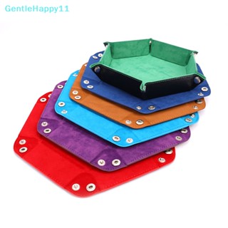 Gentlehappy ถาดลูกเต๋า หนัง PU ทรงหกเหลี่ยม พับได้ ทรงสี่เหลี่ยม สําหรับเล่นเกม