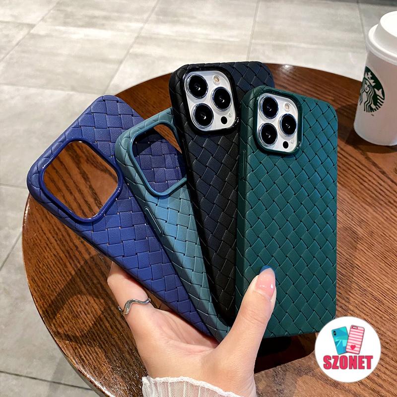 ถักหนังระบายอากาศกระจายความร้อนบางเฉียบนุ่มกันกระแทกกรณีโทรศัพท์สําหรับ ไอโฟน 17 16 15 14 13 12 11 มือโปร สูงสุด บริสุทธิ์ โคโล ป้องกันการล่มสลายซิลิโคนอ่อนนุ่มปลอกโ