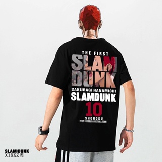 เสื้อยืดแขนสั้น ผ้าฝ้าย พิมพ์ลายการ์ตูนอนิเมะ Slam Dunk Sakuragi Hanamichi Kaede Rukawa ขนาดใหญ่ สไตล์ญี่ปุ่น สําหรับผู้ชาย