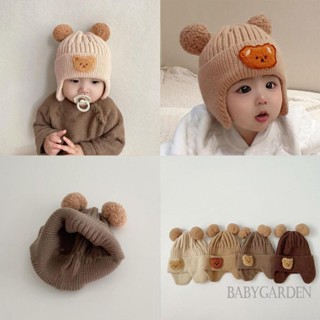 Babygarden- หมวกบีนนี่ ผ้าถัก ลายหมี พร้อมที่ปิดหู ให้ความอบอุ่น แฟชั่นฤดูหนาว ของขวัญคริสต์มาส สําหรับเด็กผู้ชาย และเด็กผู้หญิง