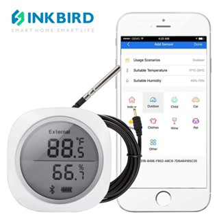 Inkbird IBS-TH1 PLUS เครื่องวัดอุณหภูมิ ความชื้น เครื่องบันทึกอุณหภูมิ ล็อกเกอร์ข้อมูล บลูทูธ พร้อมจอภาพ APP