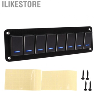 Ilikestore 8 Gang Rocker Switch Panel 12‑24V Aluminum Alloy 3 Pin Blue  Toggle On Off Light Control forCar RV Motorcycle Bus Trailer UTV