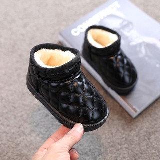 Childrens cotton shoes 2022 winter new thickened plush warm snow boots girls winter shoes soft soles big cotton shoes tide