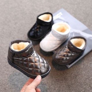 Childrens snow boots 2022 new winter waterproof boys cotton shoes big childrens velvet warm girls Korean short boots