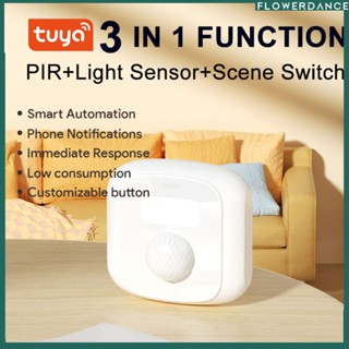 Tuya Wifi Zigbee Mini Human Motion Detector Pir Sensor Light Sensor สวิตช์ฉากปุ่มปรับแต่งได้ทันที Response App Push การแจ้งเตือนดอกไม้