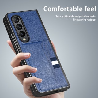 เคสโทรศัพท์มือถือหนัง ฝาพับ บางมาก พร้อมช่องใส่บัตร สําหรับ Samsung Galaxy Z Fold 5 4 5G Galaxy Z Fold3 Fold4 Fold 3 2 Fold2 Zfold4 Zfold5