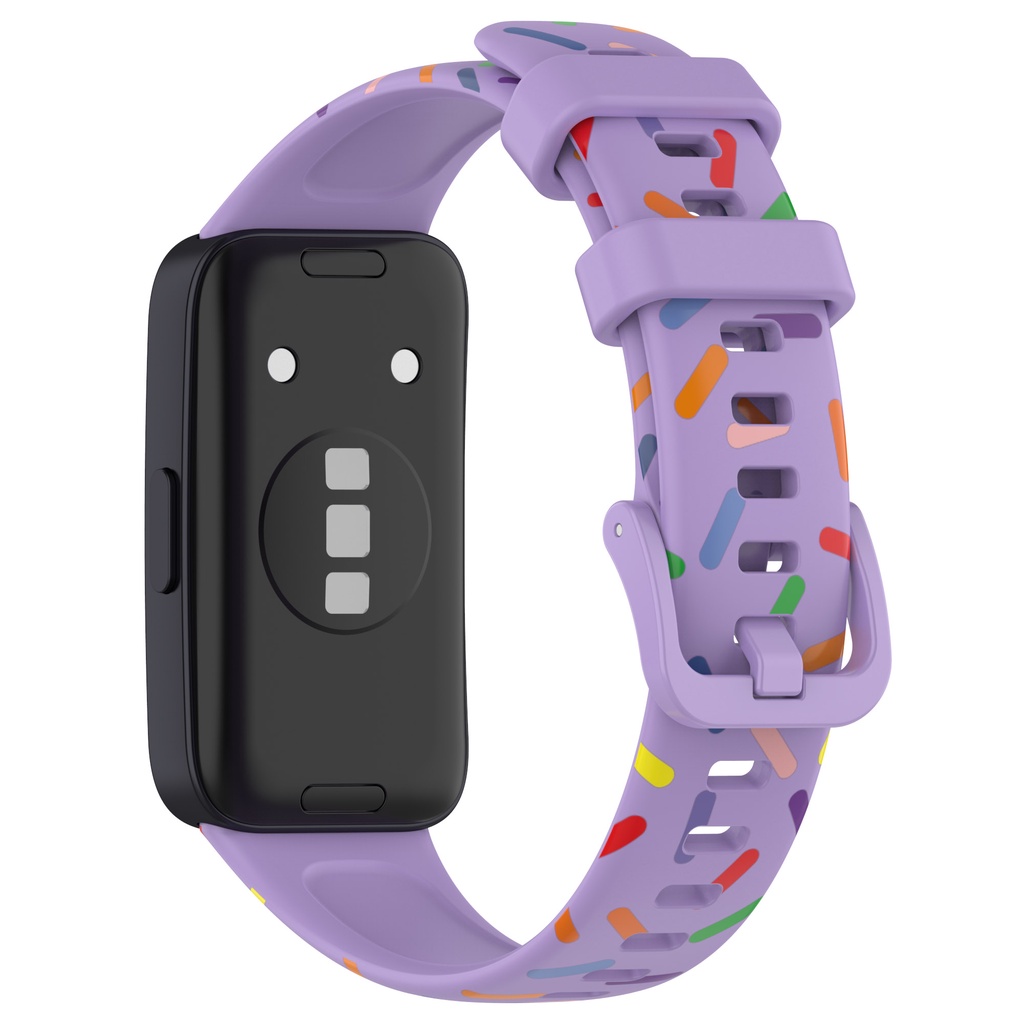 สําหรับ Huawei Band 7 / 8 / 9 เคสป้องกันหน้าจอกระจกนิรภัย / สายซิลิโคน พิมพ์ลาย สายรัดข้อมือสมาร์ทวอทช์