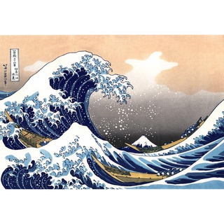 ภาพโปสเตอร์ ภาพวาดผ้าใบ The Great Wave of Kanagawa สไตล์ญี่ปุ่น สําหรับตกแต่งผนังบ้าน ห้องนั่งเล่น