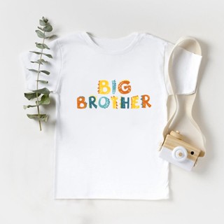 ใหม่ เสื้อยืดลําลอง แขนสั้น พิมพ์ลายตัวอักษร Big Brother ไดโนเสาร์น่ารัก เหมาะกับฤดูร้อน สําหรับเด็กผู้ชาย