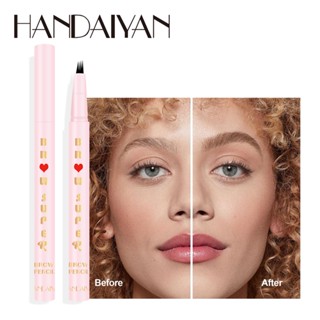 【COD】 Handaiyan 5 สีปากกาเขียนคิ้วกันน้ำ 4 ปลายส้อมดินสอสักคิ้วติดทนนานธรรมชาติสีน้ำตาลเข้มดินสอเขียนขอบตาแบบน้ำเครื่องมือแต่งหน้าตา