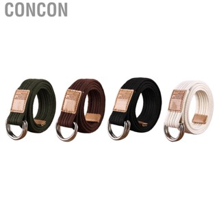 Concon Canvas Web Belt Double D Ring 115cm Length Fully Adjustable Pure Color Quick Release Trouser for Teenager