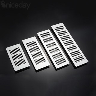 #NICEDAY-Silver Alloy Rectangular Air-Vent Grille Ventilation Cover For Cabinet Wardrobes